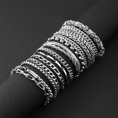 Bracelet for Men - Cuban Chain for 12pcs Set - Stainless Steel Hip Hop Street Style Wrist - product detail view 9