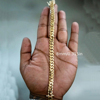 Bracelet for Men - Cuban Chain 18K Gold Plated Stainless Steel Hip Hop 8-20mm Width 7.5 8.5 - product detail view 3