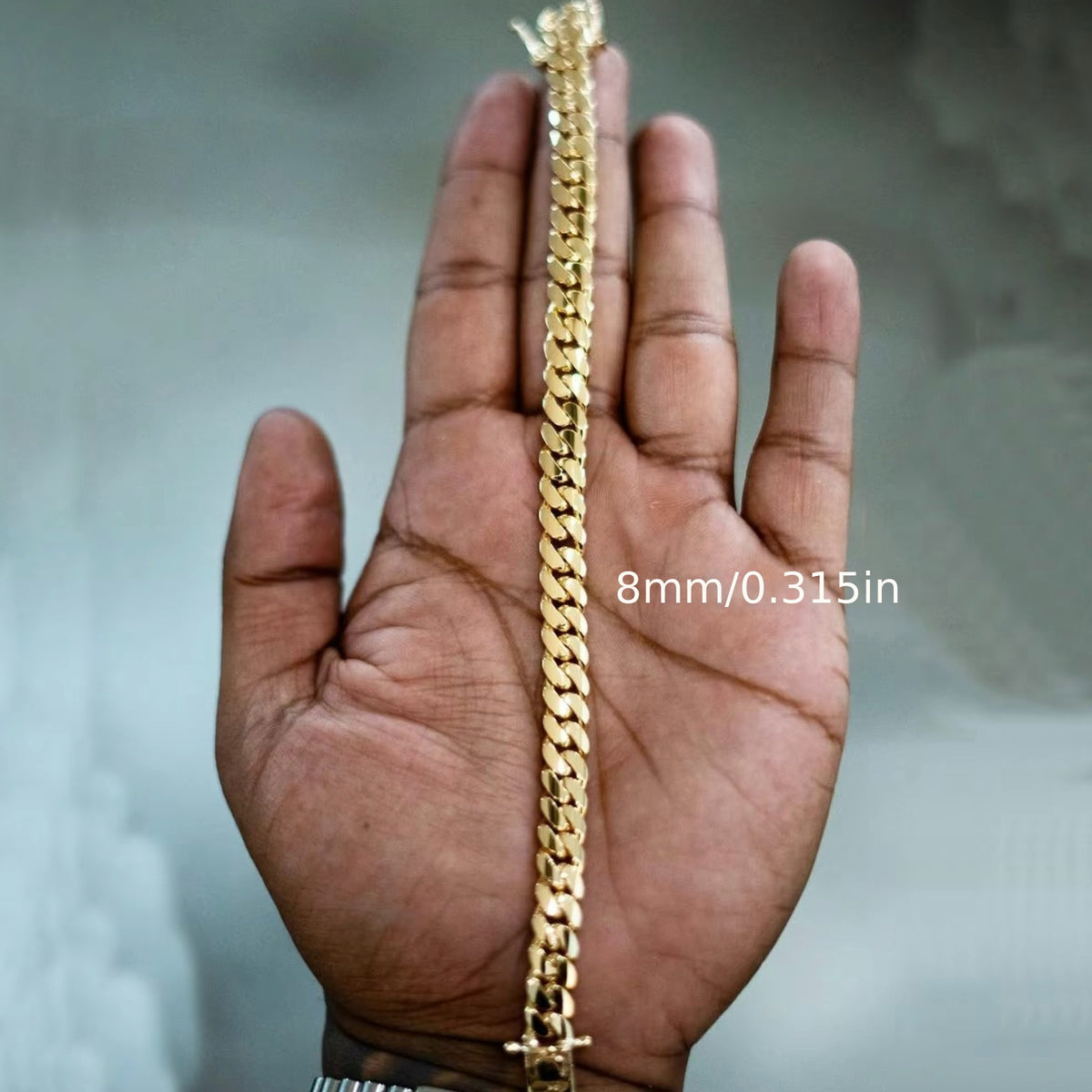 Bracelet for Men - Cuban Chain 18K Gold Plated Stainless Steel Hip Hop 8-20mm Width 7.5 8.5 - product detail view 15