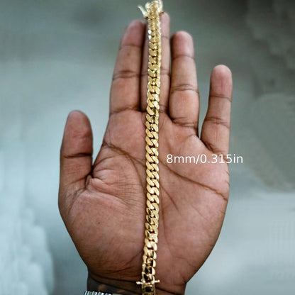 Bracelet for Men - Cuban Chain 18K Gold Plated Stainless Steel Hip Hop 8-20mm Width 7.5 8.5 - product detail view 15