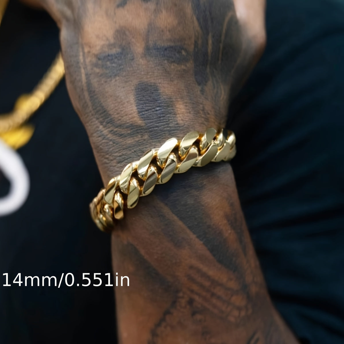 Bracelet for Men - Cuban Chain 18K Gold Plated Stainless Steel Hip Hop 8-20mm Width 7.5 8.5 - product detail view 16