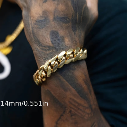 Bracelet for Men - Cuban Chain 18K Gold Plated Stainless Steel Hip Hop 8-20mm Width 7.5 8.5 - product detail view 16