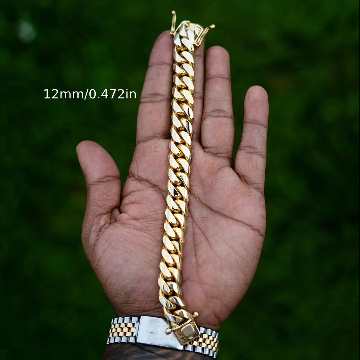 Bracelet for Men - Cuban Chain 18K Gold Plated Stainless Steel Hip Hop 8-20mm Width 7.5 8.5 - product detail view 19
