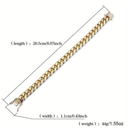 Bracelet for Men - Cuban Link Iced Out CZ Gold Plated Hip Hop Zircon Diamond for Women Luxury - product detail view 5