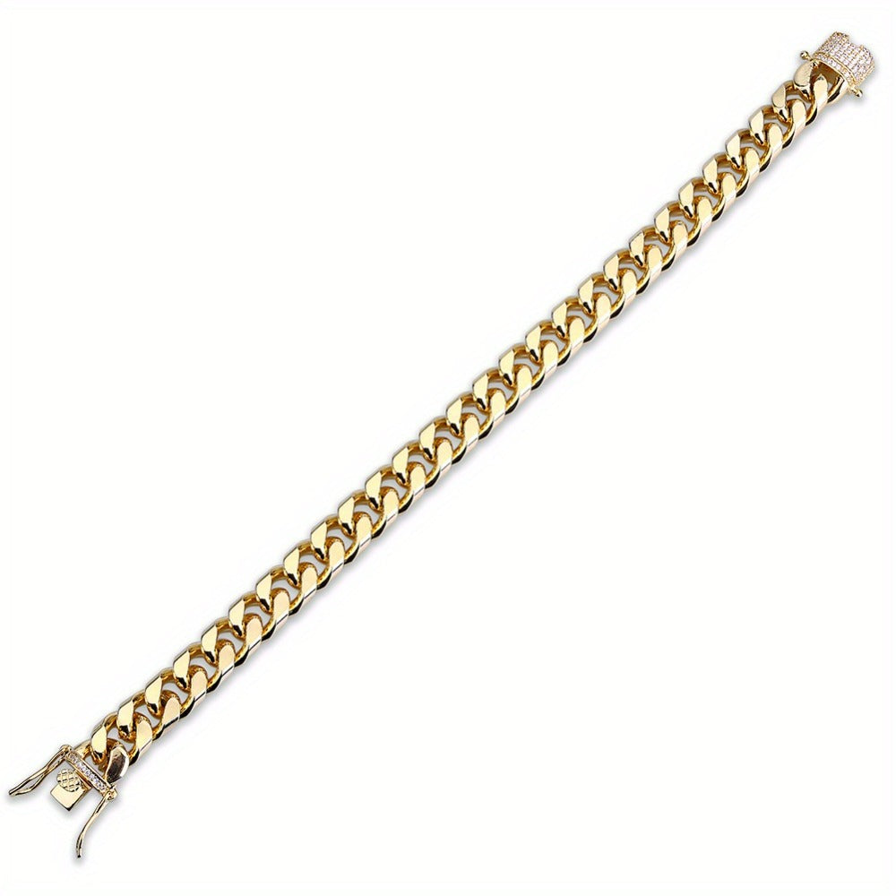 Bracelet for Men - Cuban Link Iced Out CZ Gold Plated Hip Hop Zircon Diamond for Women Luxury - product detail view 14