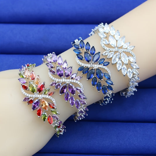 Bracelet for Women - Cubic Zirconia for Colorful Retro Design Bangle, Elegant Stackable Wrist - main product view