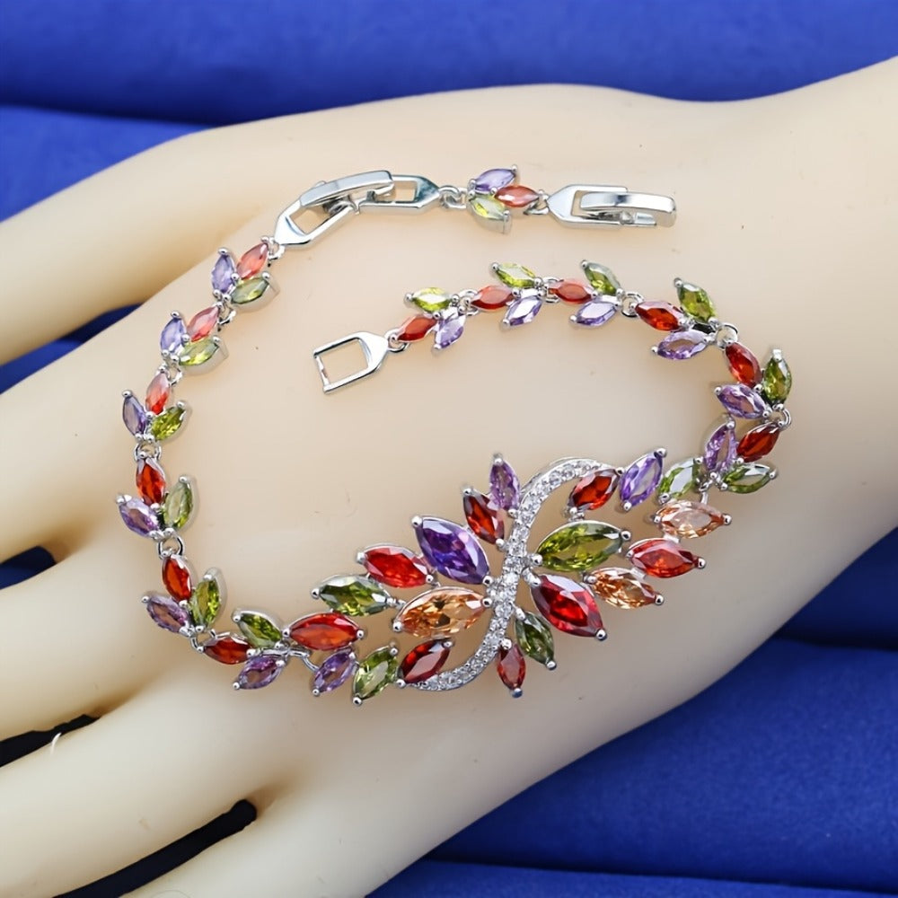 Bracelet for Women - Cubic Zirconia for Colorful Retro Design Bangle, Elegant Stackable Wrist - product detail view 8
