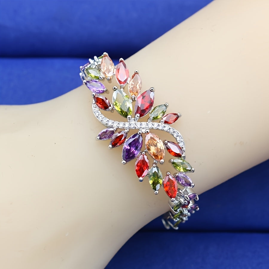 Bracelet for Women - Cubic Zirconia for Colorful Retro Design Bangle, Elegant Stackable Wrist - product detail view 13