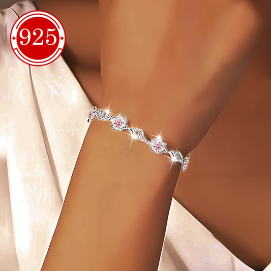 Bracelet for Women - Flower 925 Silver Peach Blossom Hypoallergenic Light Luxury Niche Design - main product view