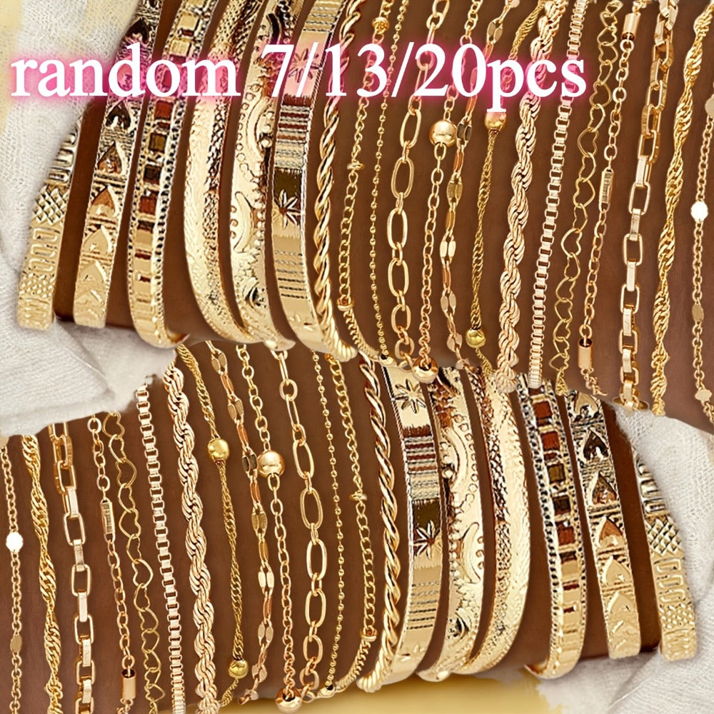 Bracelet for Women - Gold Plated Set for KC Gold Stackable Elegant 7 / 13 / 20pcs, Versatile - main product view