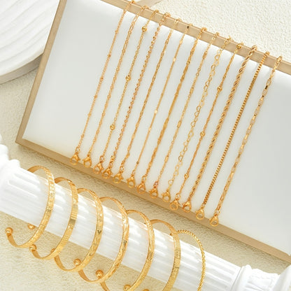 Bracelet for Women - Gold Plated Set for KC Gold Stackable Elegant 7 / 13 / 20pcs, Versatile - product detail view 2