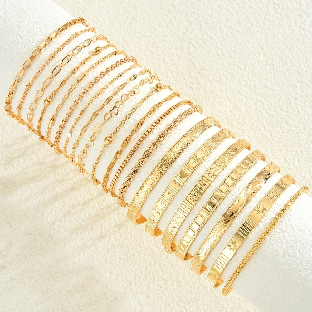 Bracelet for Women - Gold Plated Set for KC Gold Stackable Elegant 7 / 13 / 20pcs, Versatile - product detail view 7