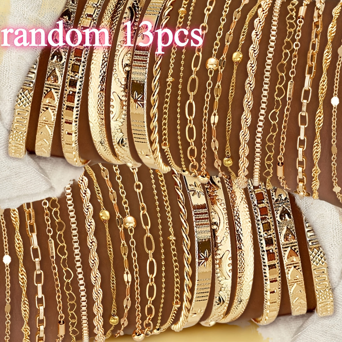 Bracelet for Women - Gold Plated Set for KC Gold Stackable Elegant 7 / 13 / 20pcs, Versatile - product detail view 9