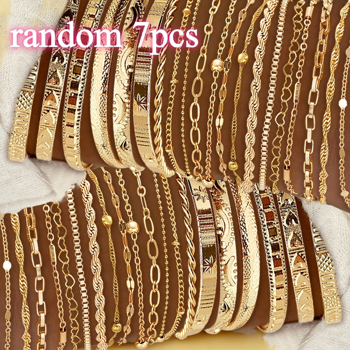 Bracelet for Women - Gold Plated Set for KC Gold Stackable Elegant 7 / 13 / 20pcs, Versatile - product detail view 11