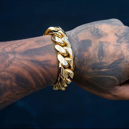 Bracelet for Men - Hip Hop for 18mm Wide - Vacuum Plated Stainless Steel, Anti-Sweat Allergy - product detail view 4