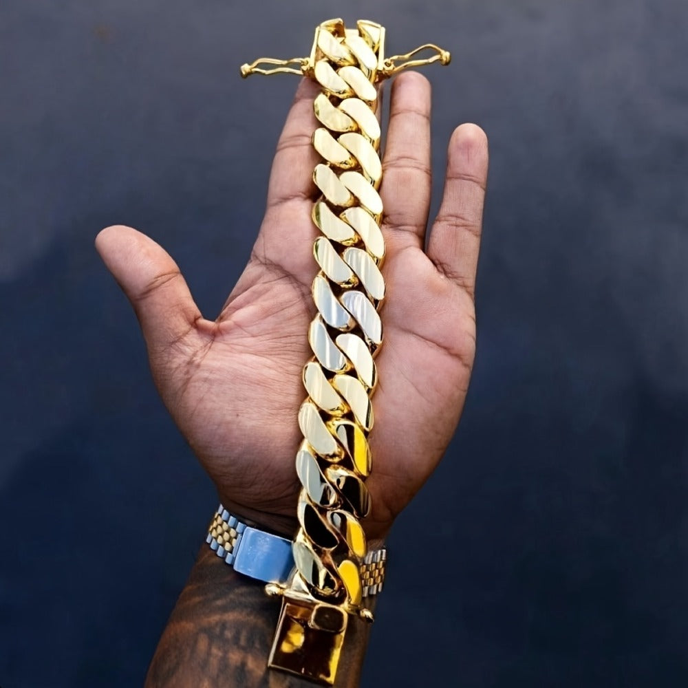 Bracelet for Men - Hip Hop for 18mm Wide - Vacuum Plated Stainless Steel, Anti-Sweat Allergy - product detail view 5