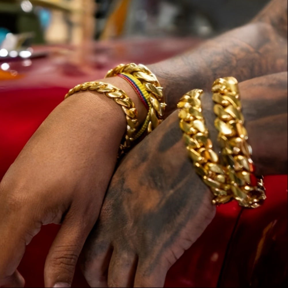 Bracelet for Men - Hip Hop for 18mm Wide - Vacuum Plated Stainless Steel, Anti-Sweat Allergy - product detail view 7