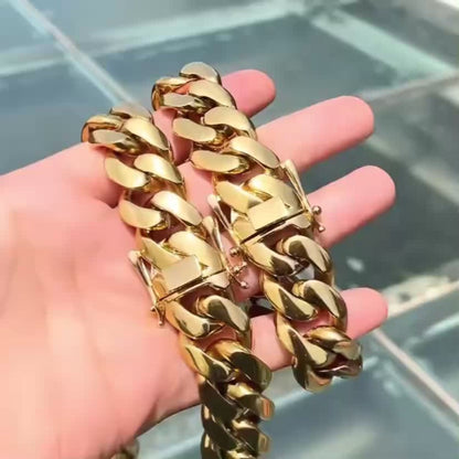 Bracelet for Men - Hip Hop for 18mm Wide - Vacuum Plated Stainless Steel, Anti-Sweat Allergy - product detail view 9