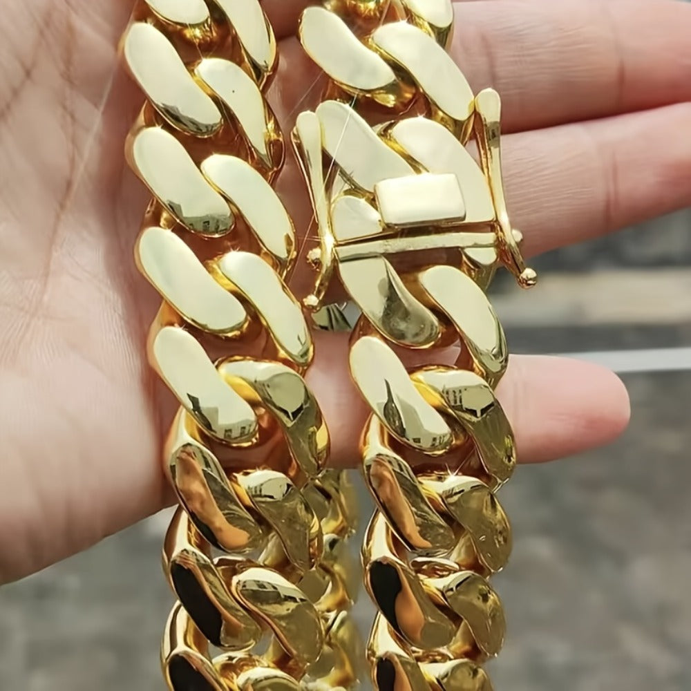 Bracelet for Men - Hip Hop for 18mm Wide - Vacuum Plated Stainless Steel, Anti-Sweat Allergy - product detail view 10