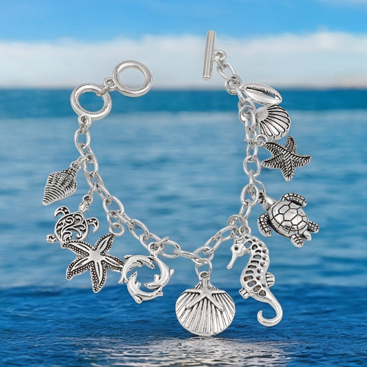 Bracelet for Women - Ocean Charm 925 Sterling Silver Marine Animal Pendant Chain Seahorse - main product view
