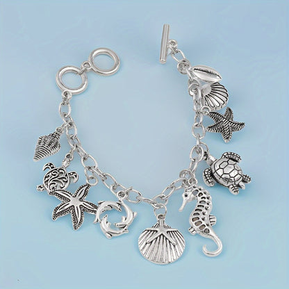 Bracelet for Women - Ocean Charm 925 Sterling Silver Marine Animal Pendant Chain Seahorse - product detail view 7
