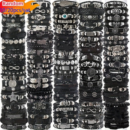 Bracelet for Women - Punk Faux Leather Set 10/20/30Pcs Hip Hop Multilayer Skull Cross Star - product detail view 2