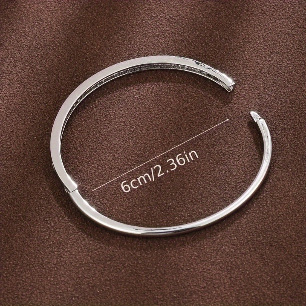 Bracelet for Women - Rhinestone Stainless Steel Sparkling Luxury Bangle Elegant Bling Jewelry - product detail view 6
