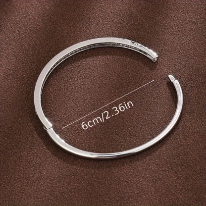 Bracelet for Women - Rhinestone Stainless Steel Sparkling Luxury Bangle Elegant Bling Jewelry - product detail view 6