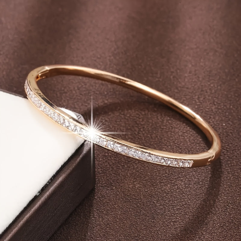 Bracelet for Women - Rhinestone Stainless Steel Sparkling Luxury Bangle Elegant Bling Jewelry - product detail view 7