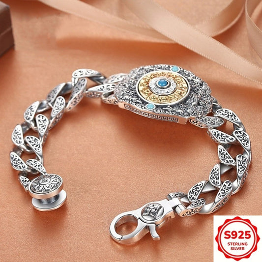 Bracelet for Men - Rotating Eight Trigrams Bangle 925 Silver Plated Nine Palaces Vintage - main product view