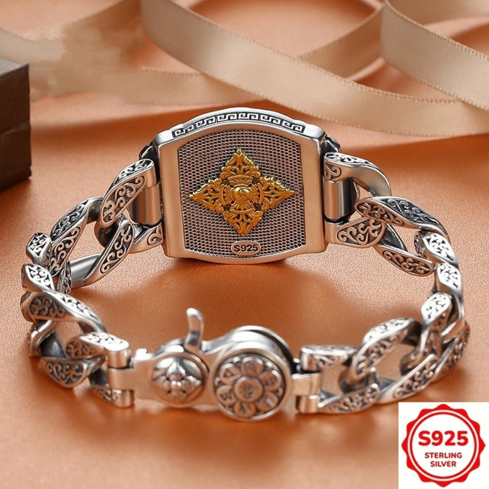 Bracelet for Men - Rotating Eight Trigrams Bangle 925 Silver Plated Nine Palaces Vintage - product detail view 2