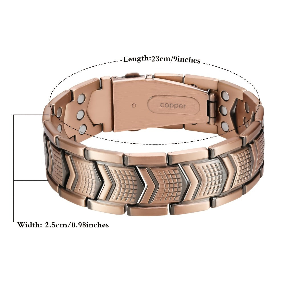 Bracelet for Men - 's Copper Magnetic 3800 Gauss High Strength Therapy Wristband with Folding - product detail view 2