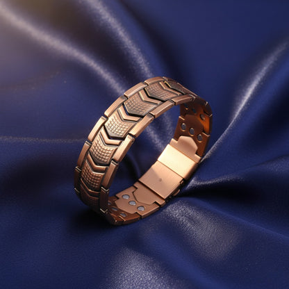Bracelet for Men - 's Copper Magnetic 3800 Gauss High Strength Therapy Wristband with Folding - product detail view 3