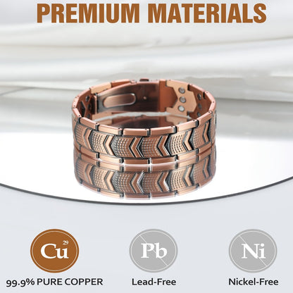 Bracelet for Men - 's Copper Magnetic 3800 Gauss High Strength Therapy Wristband with Folding - product detail view 4