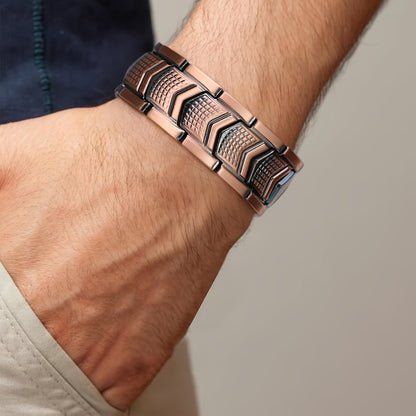 Bracelet for Men - 's Copper Magnetic 3800 Gauss High Strength Therapy Wristband with Folding - product detail view 6
