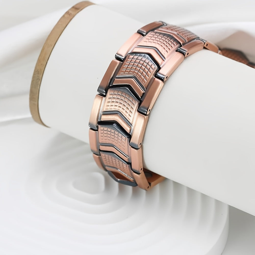 Bracelet for Men - 's Copper Magnetic 3800 Gauss High Strength Therapy Wristband with Folding - product detail view 8