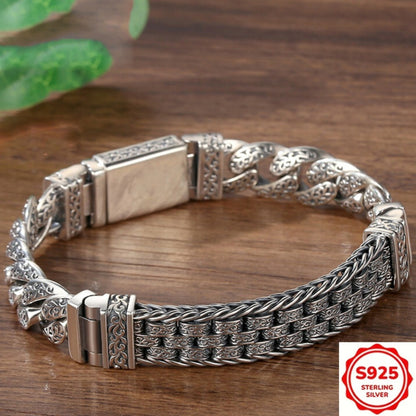 Bracelet for Men - S925 Silver 's Vintage Fashion Silver Chain 7.87 & 8.66 Inch Father's Day - product detail view 2