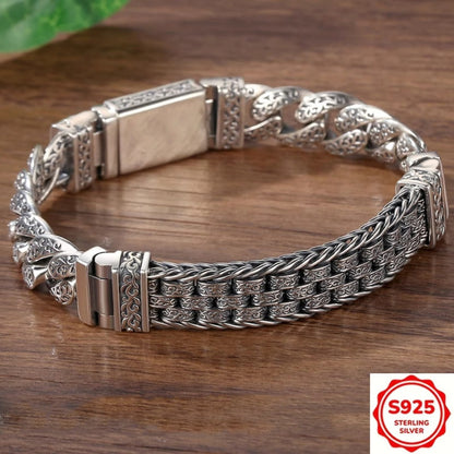 Bracelet for Men - S925 Silver 's Vintage Fashion Silver Chain 7.87 & 8.66 Inch Father's Day - product detail view 4