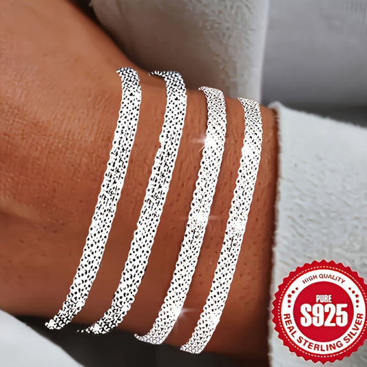 Bracelet for Women - S925 Sterling Silver Braided Set of 4 - Stackable Woven Bangle for - main product view