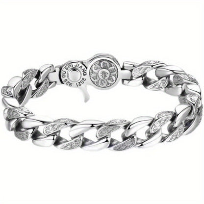 Bracelet for Men - S925 Sterling Silver for Wide Rotating Spinner Design Trendy Fashion - product detail view 4