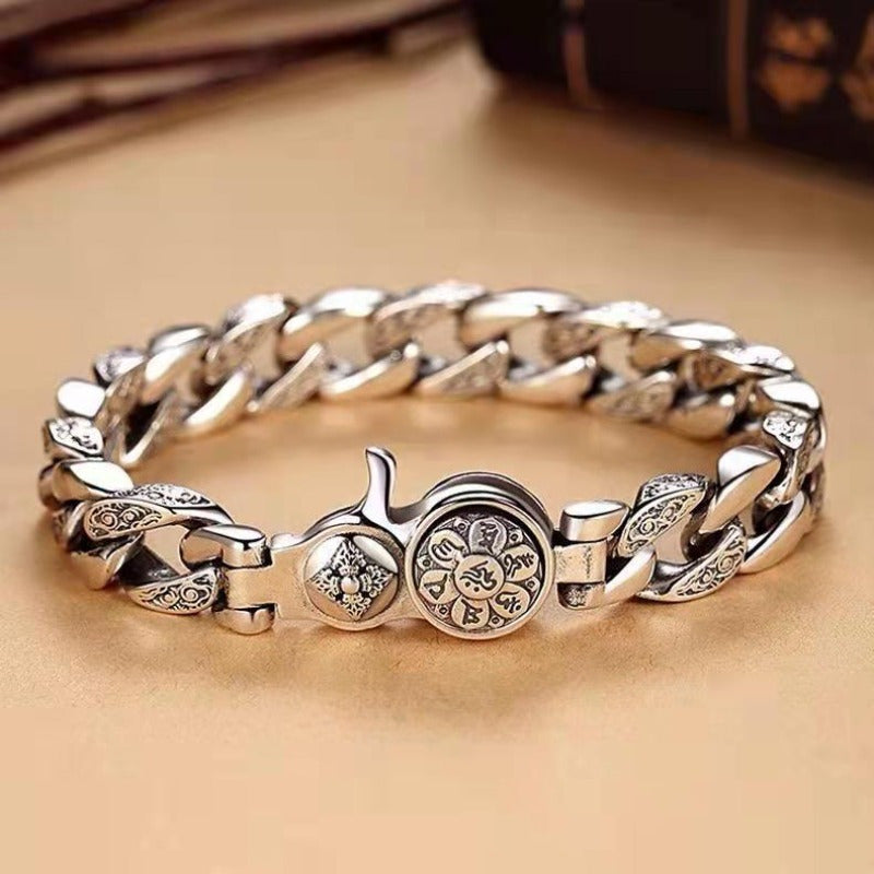 Bracelet for Men - S925 Sterling Silver for Wide Rotating Spinner Design Trendy Fashion - product detail view 9