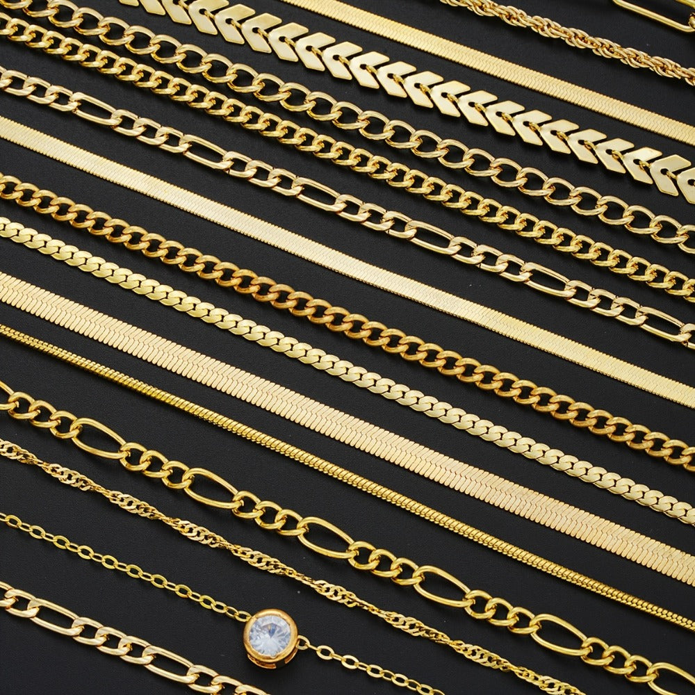 Bracelet Set for Women - Gold-Tone Chain Set, 20 Stackable Pieces - product detail view 3