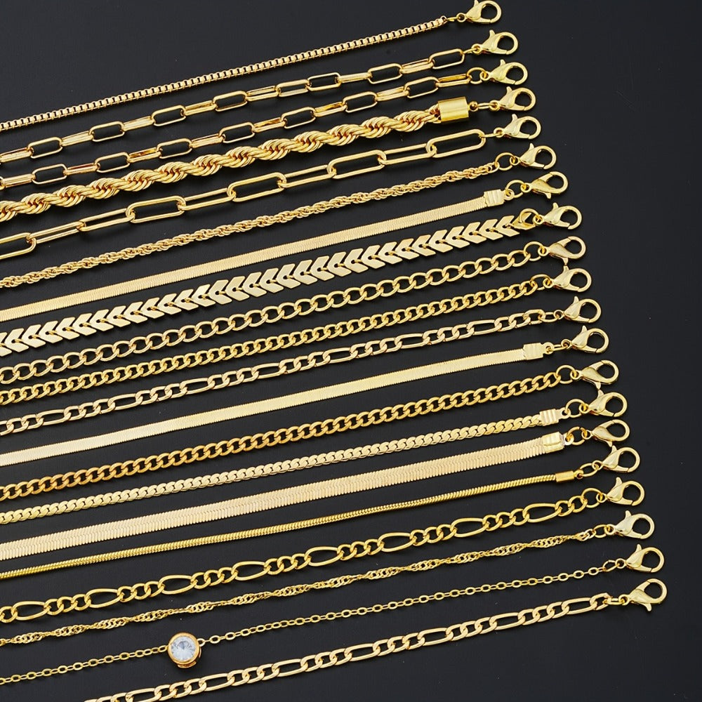 Bracelet Set for Women - Gold-Tone Chain Set, 20 Stackable Pieces - product detail view 7