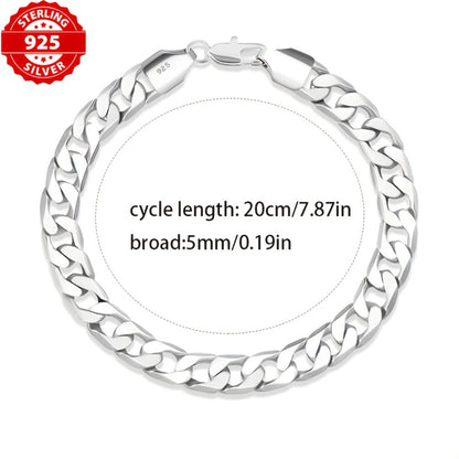 Bracelet for Men - Snake Chain for - 925 Silver Plated Hip Hop Retro Jewelry, 5mm & 7mm - product detail view 2
