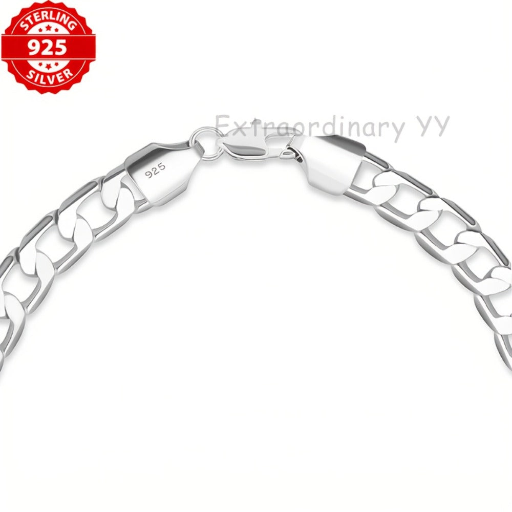 Bracelet for Men - Snake Chain for - 925 Silver Plated Hip Hop Retro Jewelry, 5mm & 7mm - product detail view 3
