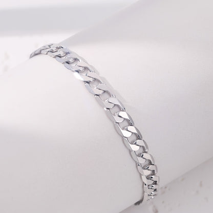 Bracelet for Men - Snake Chain for - 925 Silver Plated Hip Hop Retro Jewelry, 5mm & 7mm - product detail view 6