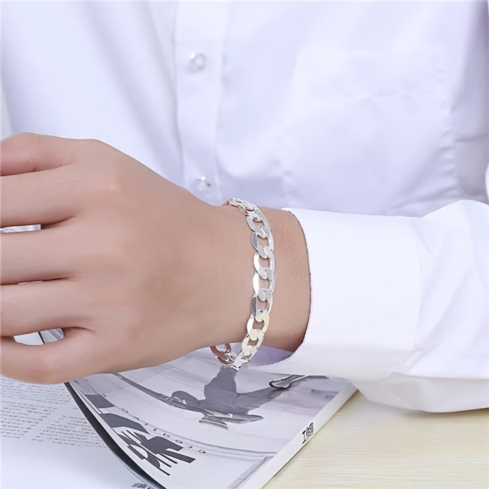 Bracelet for Men - Snake Chain for - 925 Silver Plated Hip Hop Retro Jewelry, 5mm & 7mm - product detail view 8