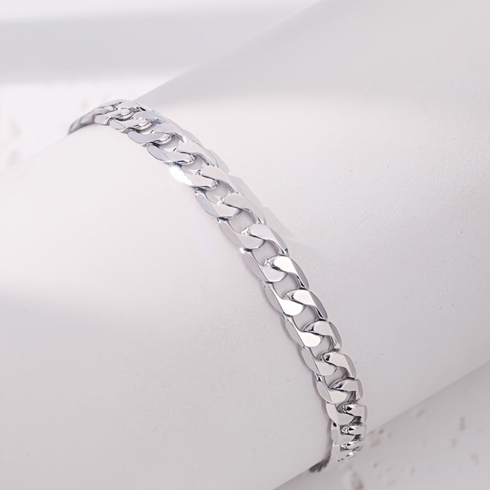 Bracelet for Men - Snake Chain for - 925 Silver Plated Hip Hop Retro Jewelry, 5mm & 7mm - product detail view 10
