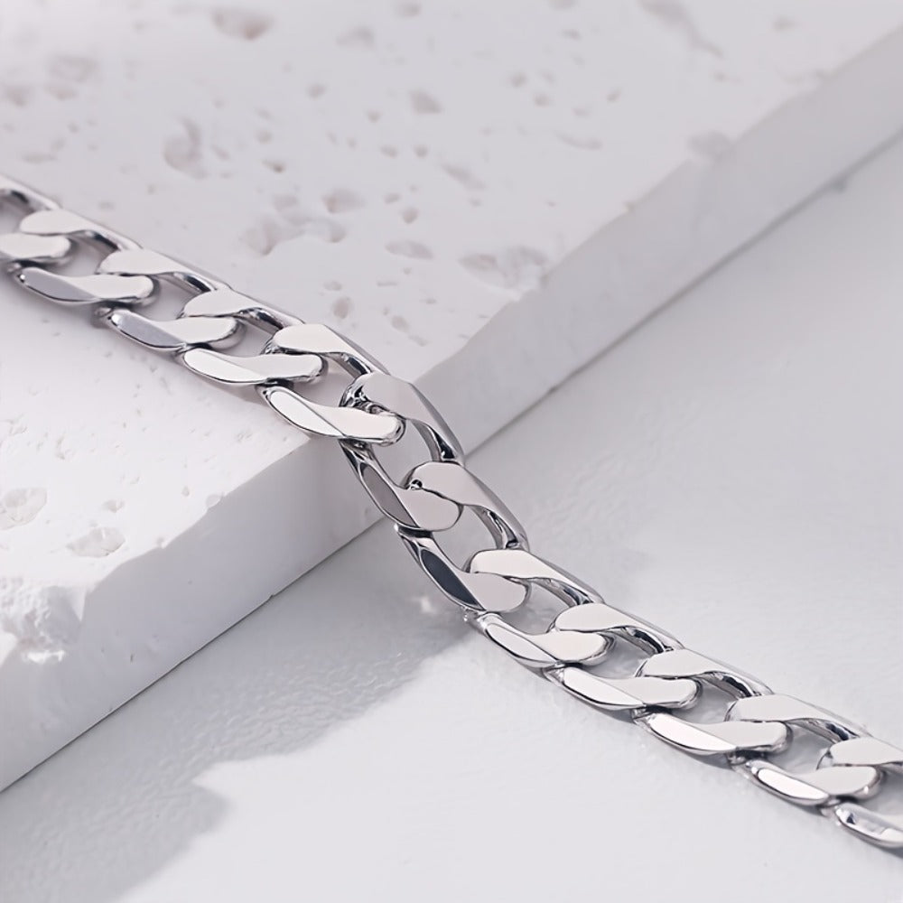 Bracelet for Men - Snake Chain for - 925 Silver Plated Hip Hop Retro Jewelry, 5mm & 7mm - product detail view 11