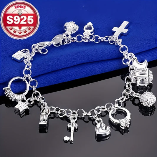 Bracelet for Women - Sterling Silver Charm 925 Sterling Silver Vintage Style Dainty Chain - main product view